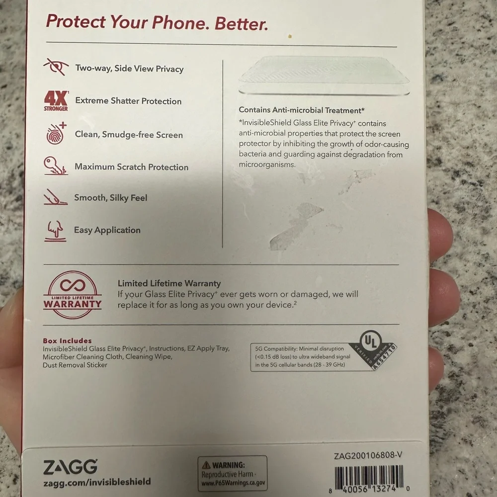 Invisible Shield- Glass Elite Privacy Screen Protector - Black